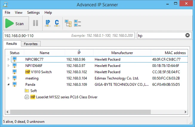 Advanced IP Scanner: Scans a home or office network and lists every ...