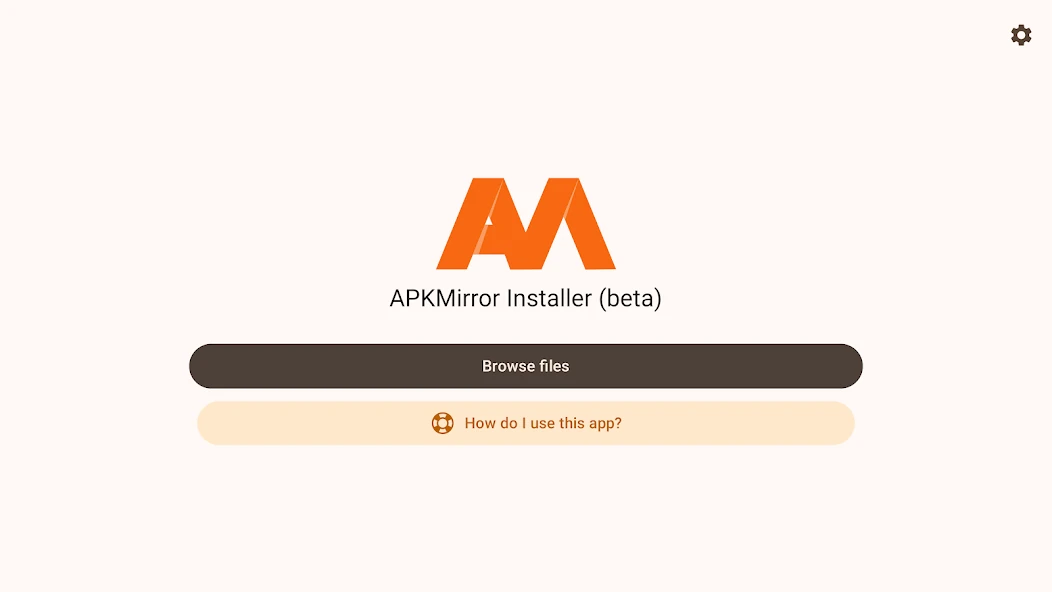 APKMirror Installer home screen with Browse files and help controls