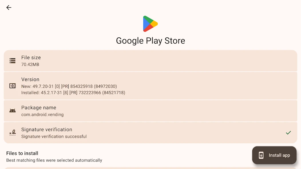 APKMirror Installer installation summary with signature verification and Install app button