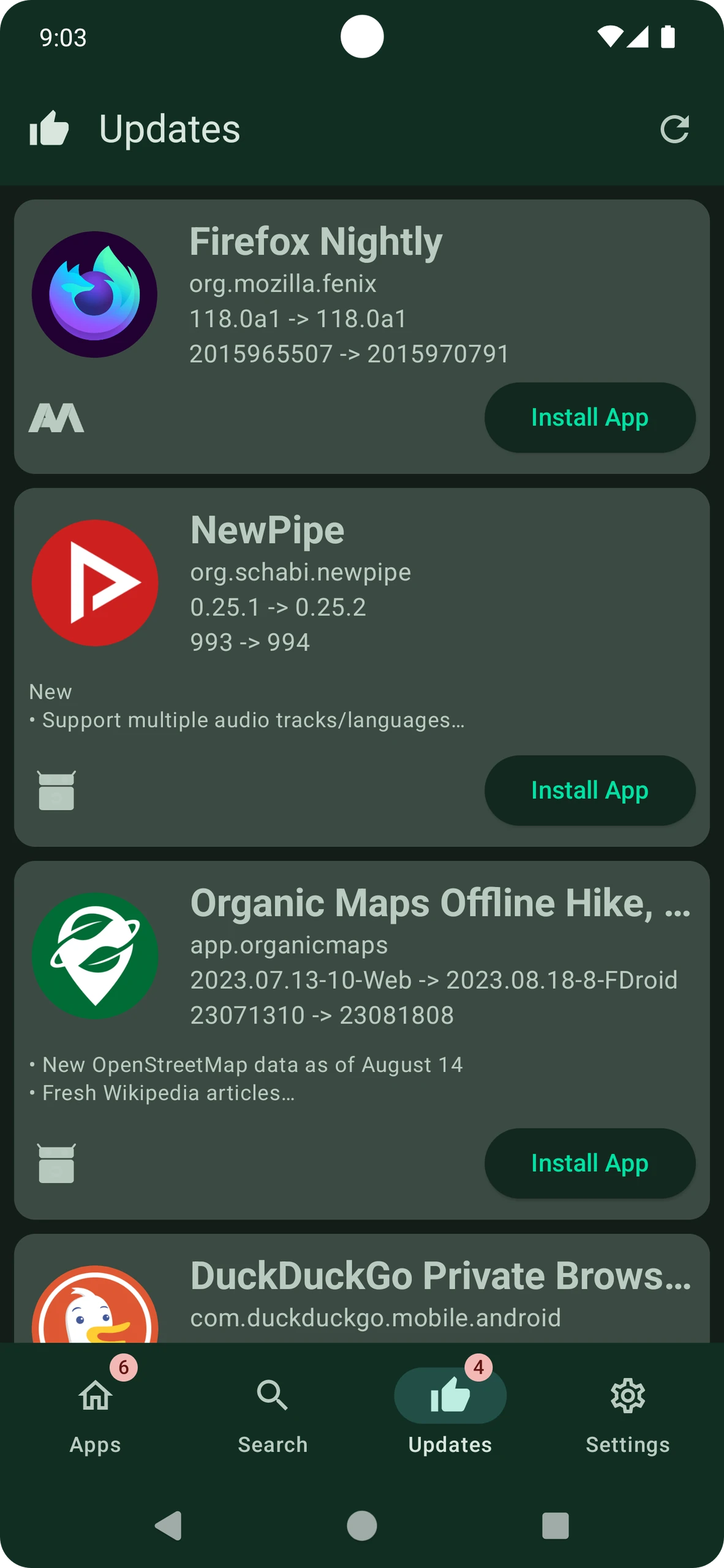 APKUpdater available application updates