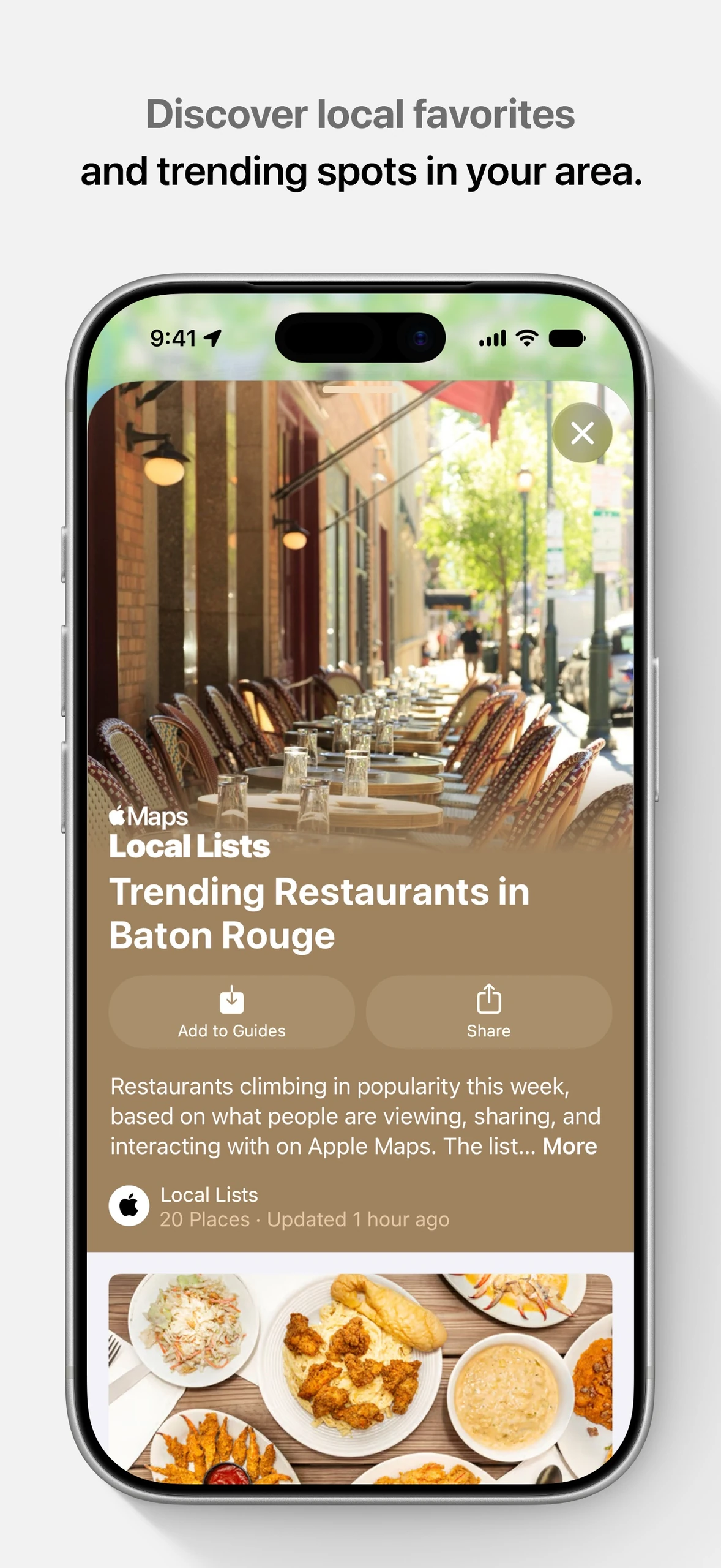 Apple Maps iPhone local guide for trending restaurants in Baton Rouge