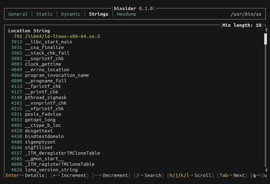 binsider extracted strings