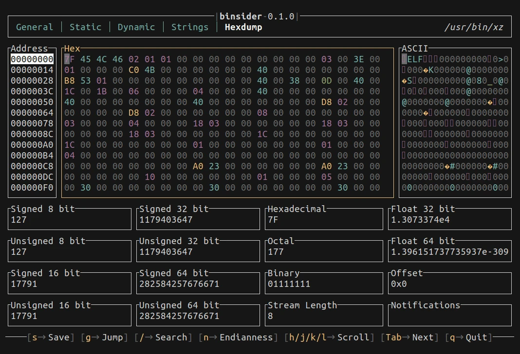 binsider hexadecimal inspector