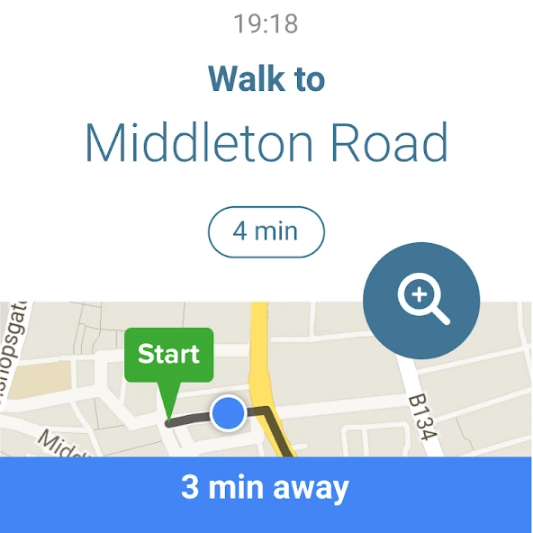 Citymapper wearable walking directions to Middleton Road with map