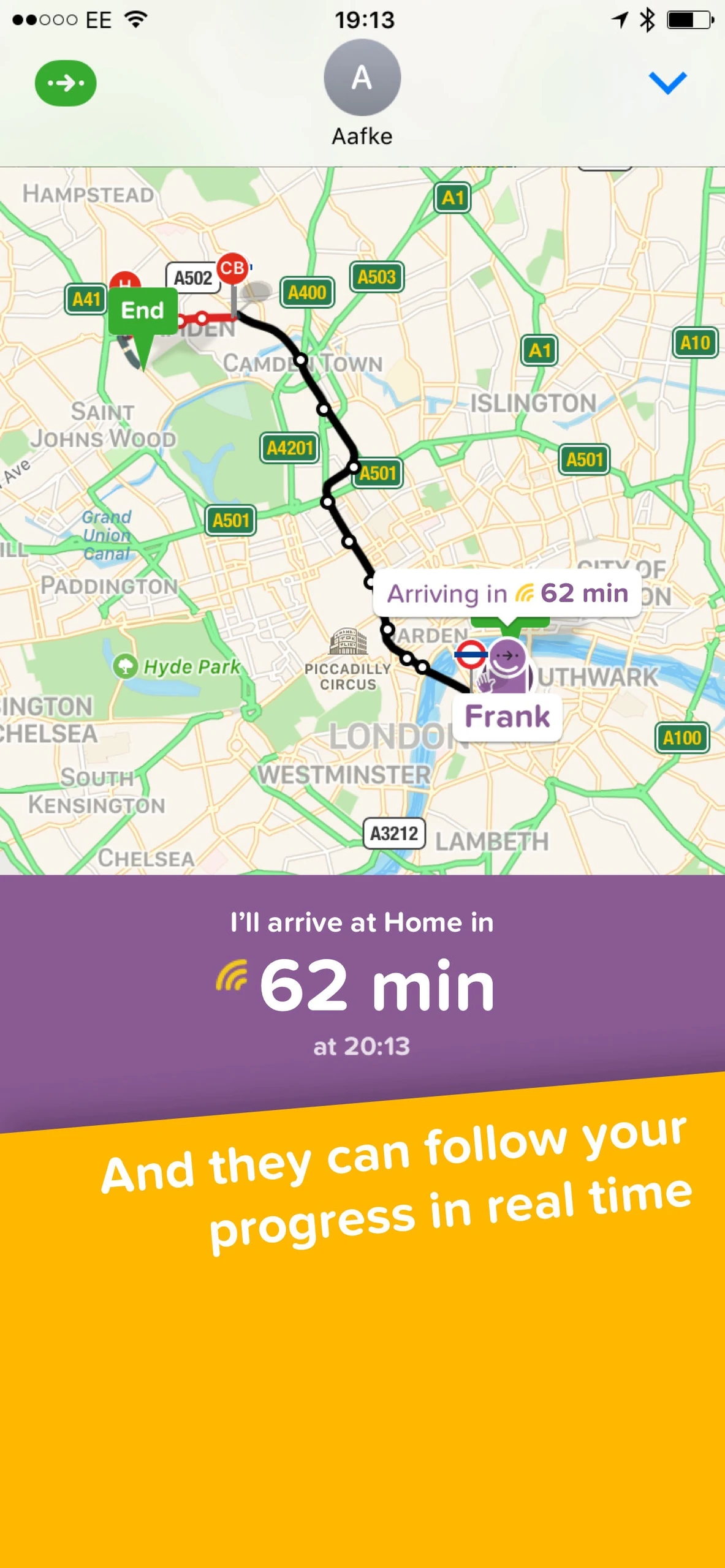 Citymapper iMessage live trip progress map and arrival estimate