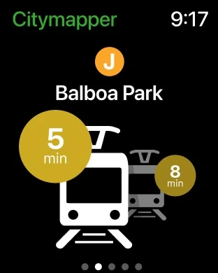 Citymapper Apple Watch Balboa Park station departures