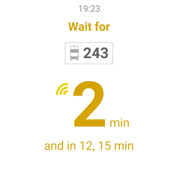 Citymapper wearable live departure wait screen for bus 243