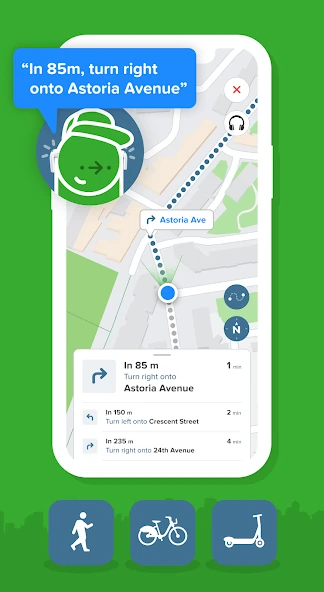 Citymapper turn by turn navigation map with upcoming street instruction