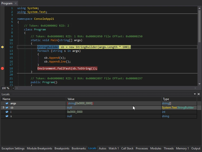 dnSpyEx debugger and local variables