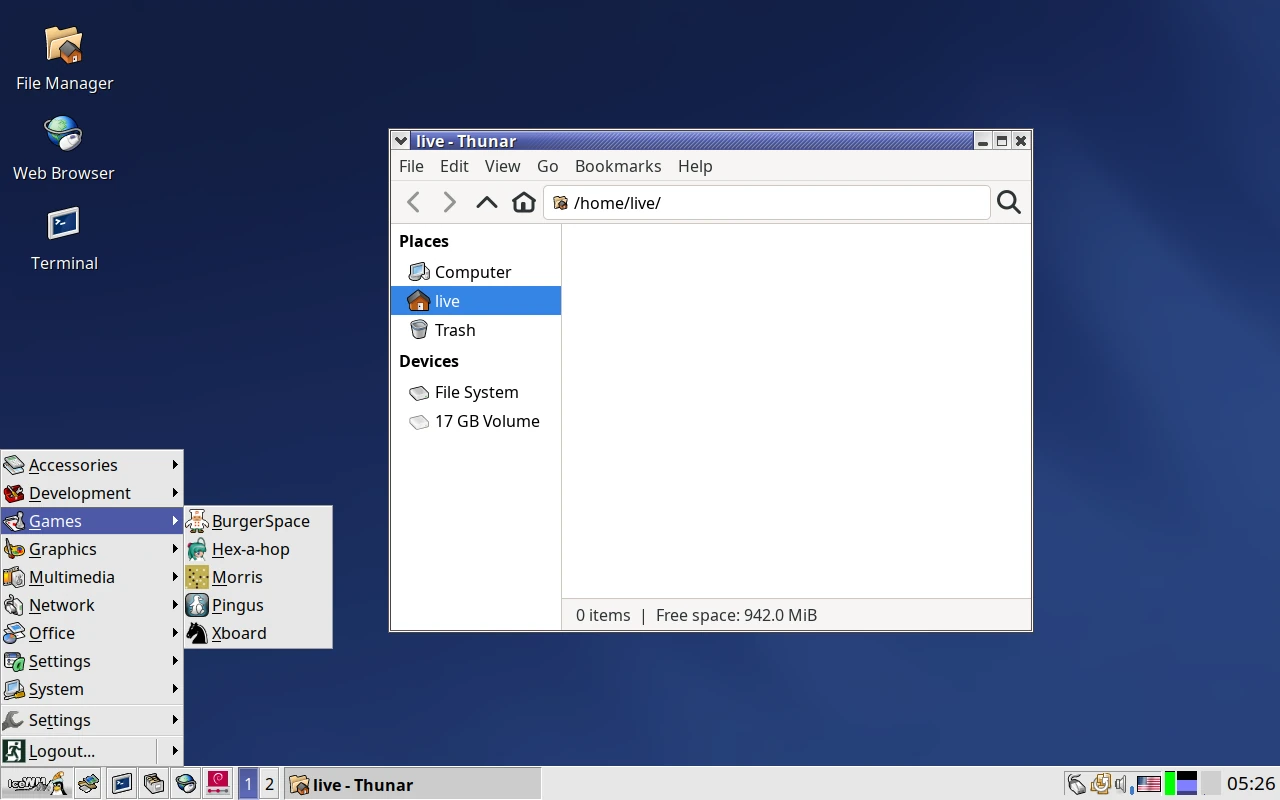 IceWM desktop with application menu and file manager
