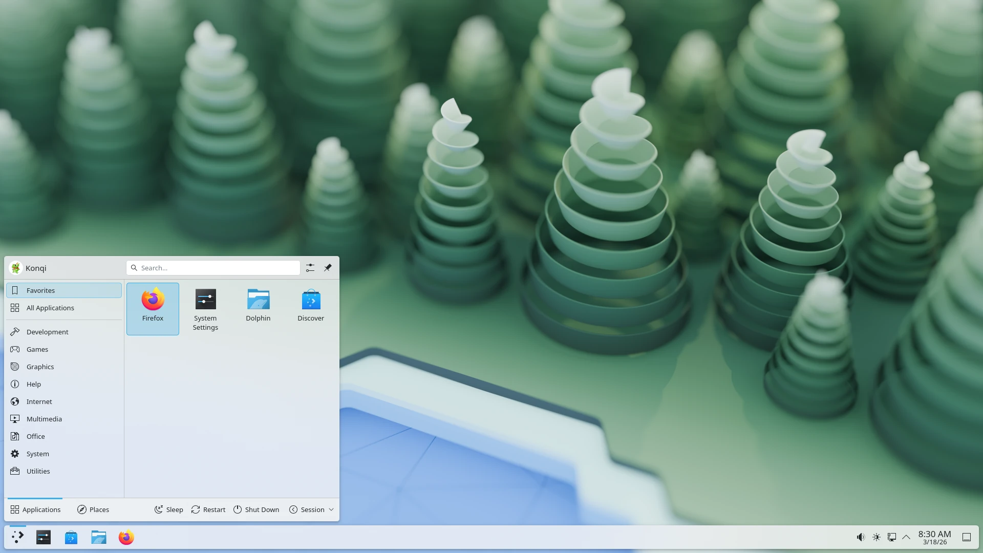 KDE Plasma desktop with application launcher