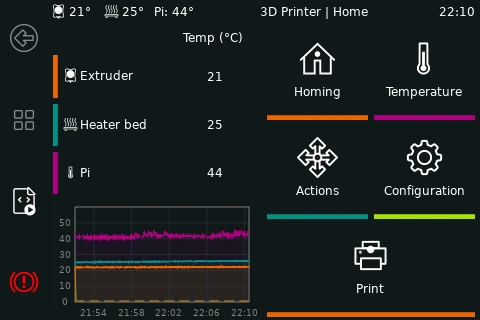 KlipperScreen printer dashboard
