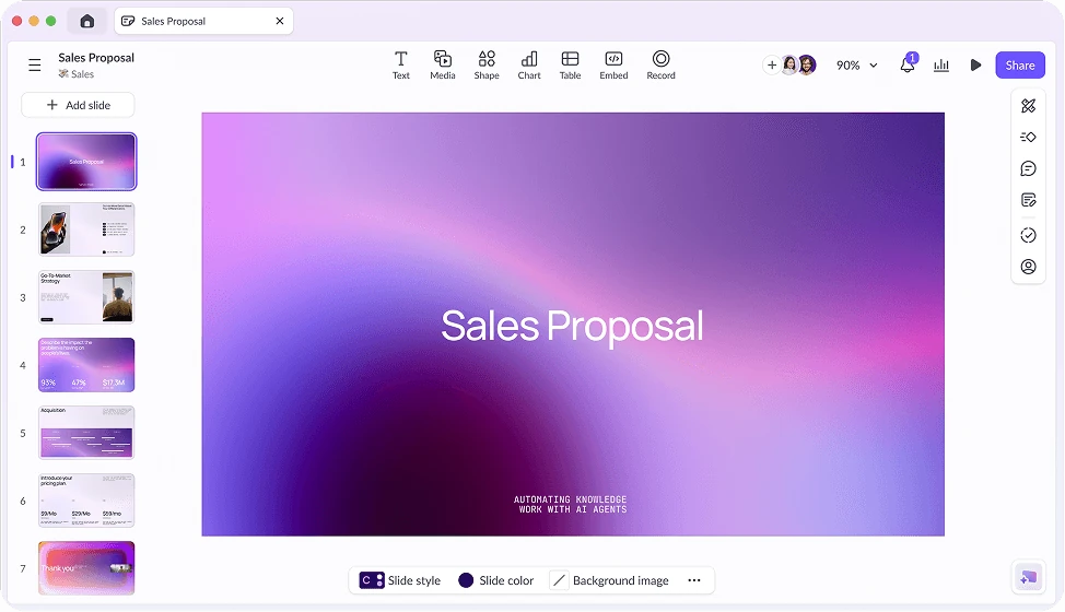 Pitch presentation editor