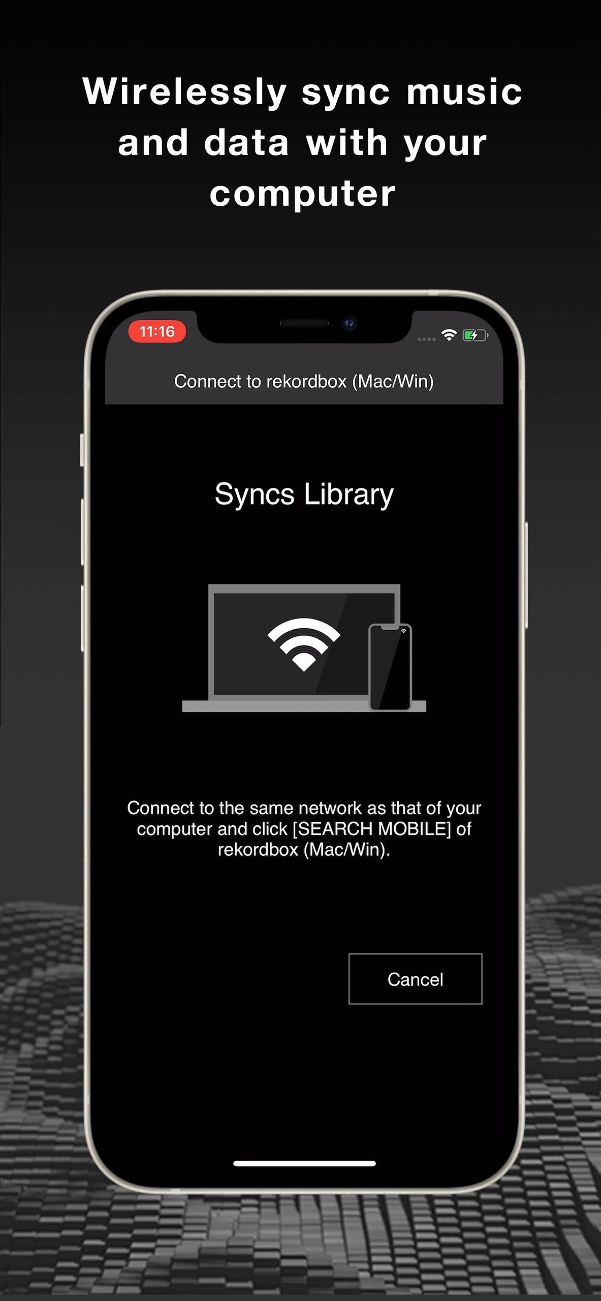 rekordbox Syncs Library connection screen for Mac or Windows