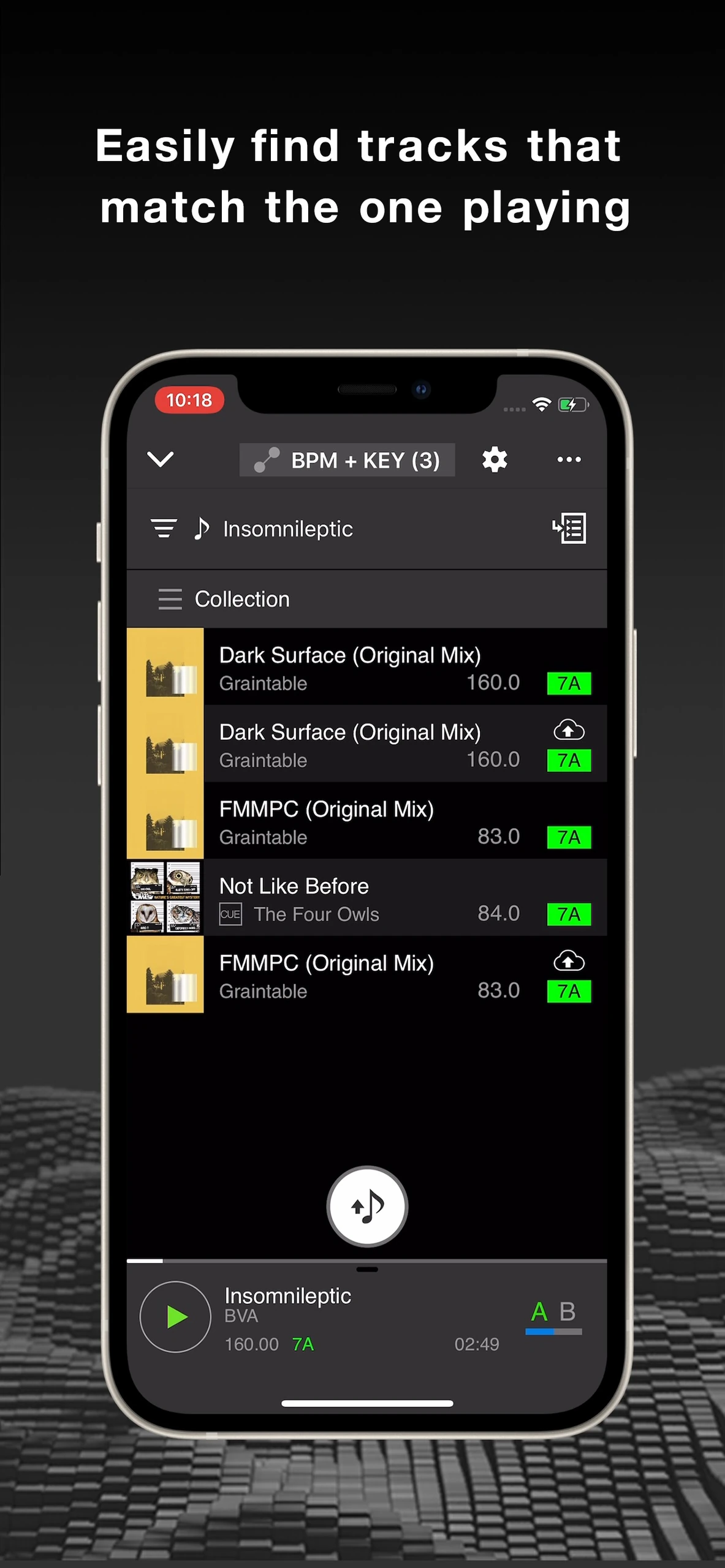 rekordbox related tracks list filtered by BPM and key