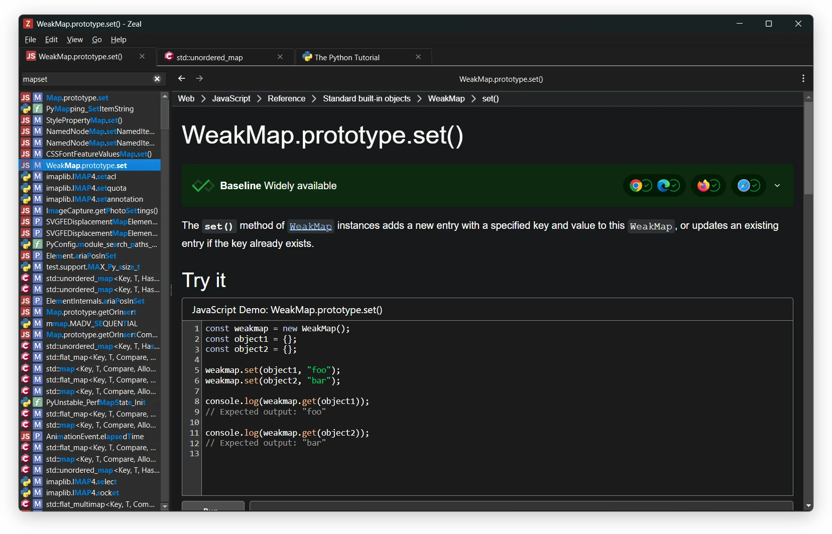 Zeal documentation browser